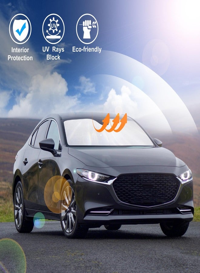 LHFLIVE Windshield Sun Shade Fit for 2019-2024 2025 2026 Mazda 3 Accessories Mazda3 Hatchback/Sedan Window Shade Cover Foldable Sunshade Shield Blocker Keeps Cool - Image 5